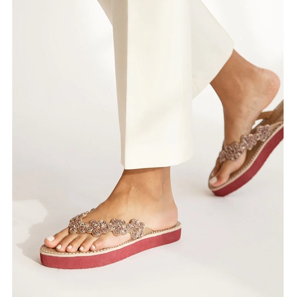 Free People New Laidback London Conley Leather Sandal Silky Pink Best seller 🌸☀️ - Picture 1 of 8